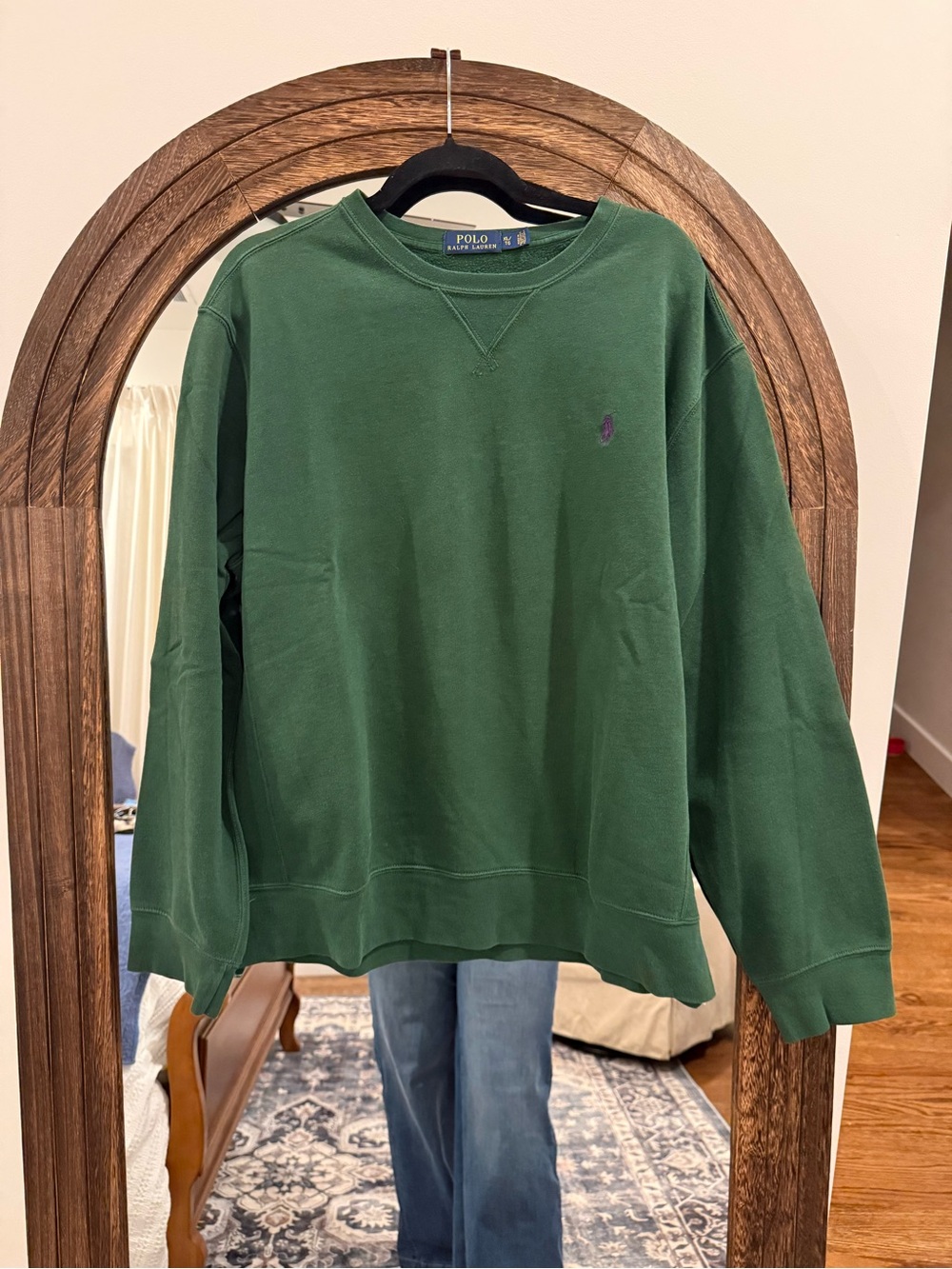 Ralph Lauren Green Crewneck Sweatshirt with Purple Pony